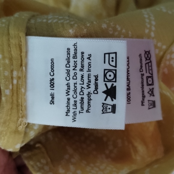 Eddie Bauer top blouse large  yellow gold white zig zag print sleeveless Bauer - Picture 7 of 7